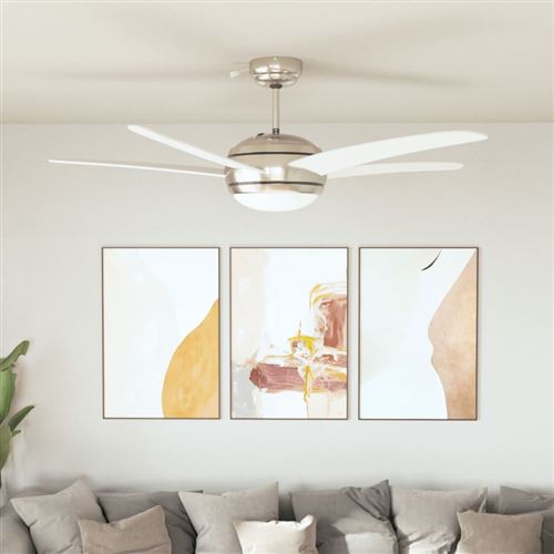 VidaXL Ventilateur de plafond orné avec lampe 128 cm Blanc