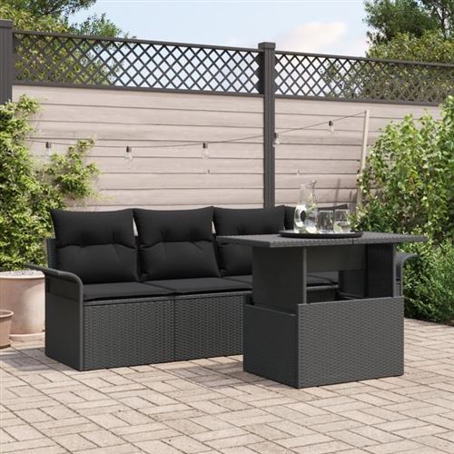 vidaXL - Ensemble de Canapé de Jardin - 5 Pièces - Noir - Image 2