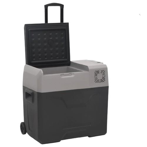vidaXL Glacière avec roue et adaptateur noir et gris 30L polypropylène
