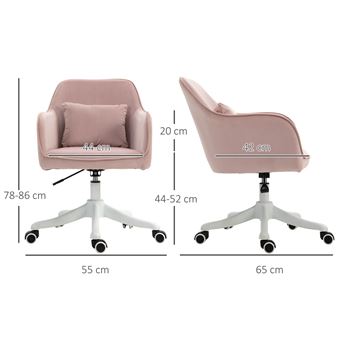 Chaise de bureau velours fauteuil bureau massant coussin lombaire intégré  hauteur réglable pivotante 360° rose poudré - Achat & prix