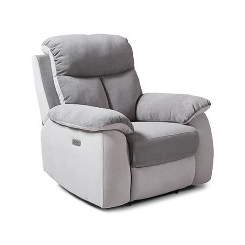 Fauteuil relax électrique - Tissu Gris clair et Gris foncé - L 97 x P 94 x H 101 cm