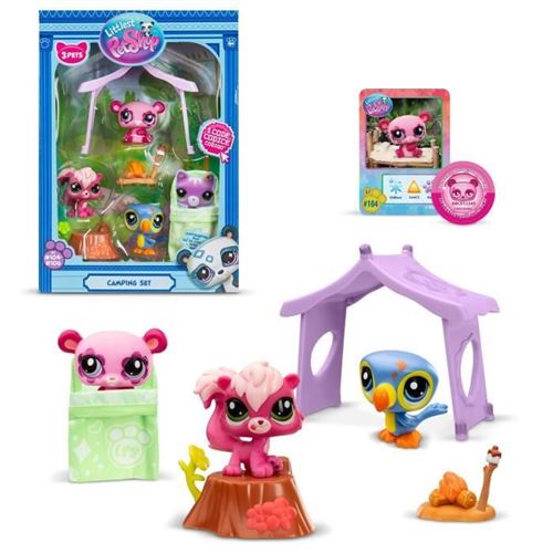 Pack A Theme 3 Pets - Bandai - Littlest Pet Shop Camping - Animaux Et Accessoires