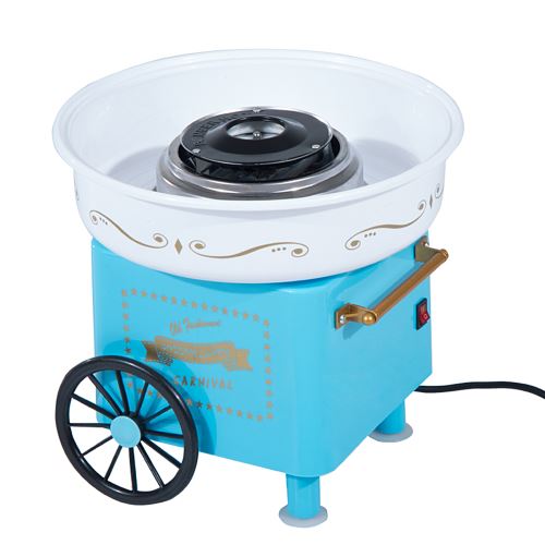 Machine barbe à papa professionnelle 450 W design chariot de carnaval bleu