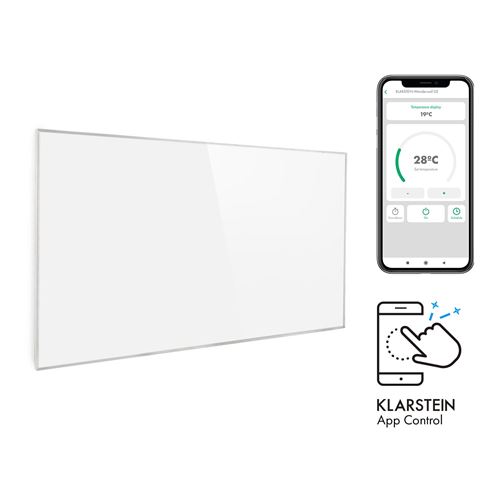 Radiateur infrarouge - Klarstein Wonderwall Smart - Panneau chauffant - 60x100cm - 600W - WiFi - IP24 - Blanc