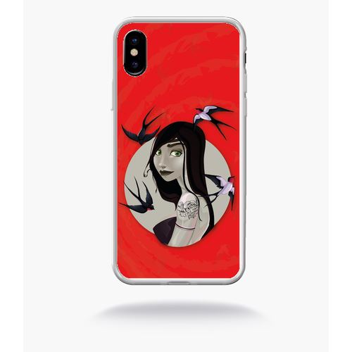 Coque Illustration Fond Rouge Compatible Apple Iphone 10 Bord Transparent