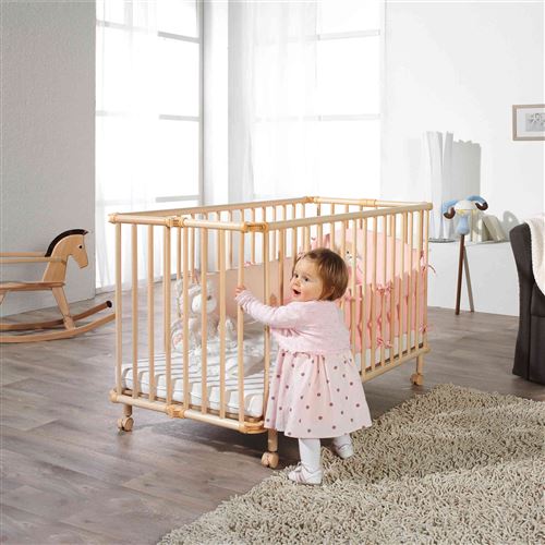 Lit Pliant En Bois 3 Niveaux Geuther Mayla 4 Roulettes Blanc Produits Bebes Fnac