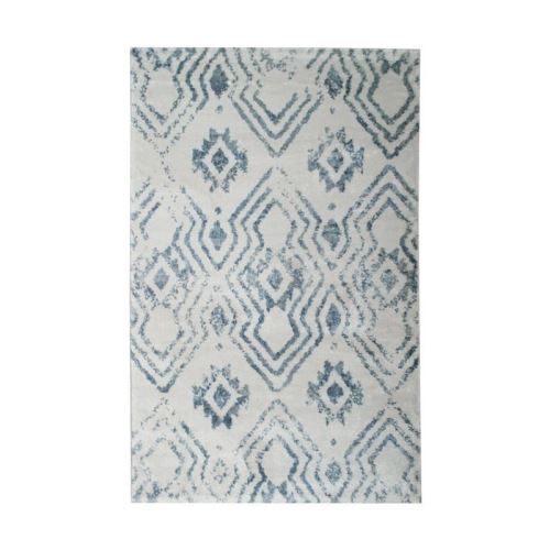ï»¿Tapis de salon Géométrique GRENADA Beige Gris et Bleu 120x170cm