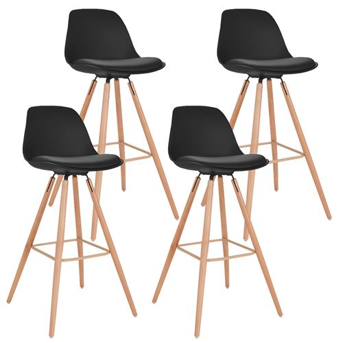 Lot de 4 Tabourets de bar SARA Noir