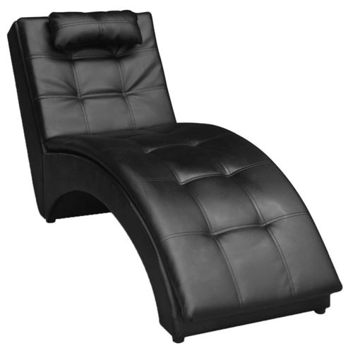 vidaXL Chaise longue avec oreiller Cuir synthétique Noir