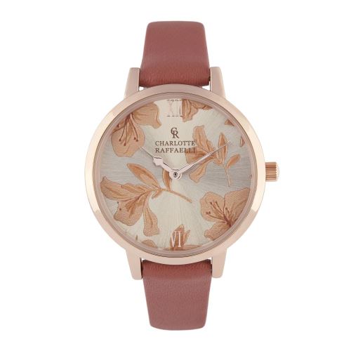 Montre Femme Charlotte Raffaelli à Quartz Cadran Rose Gold 36mm Et Bracelet Rose Gold En PU CRS18003