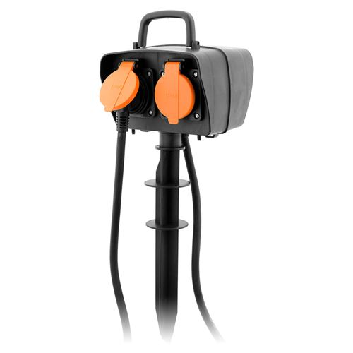 Hbf Noir Zenitech - Piquet 2 Prises 2P+T Ip44 + Programmateur