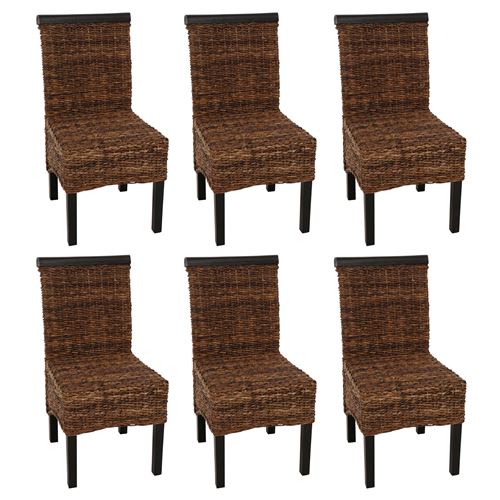 Lot de 6 chaises M45, banane tressée, 47x54x93cn, pieds foncés
