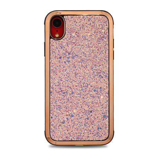 Coque en TPU hybride paillettes pailleté gel or rose pour votre Apple iPhone XR 6.1 pouces