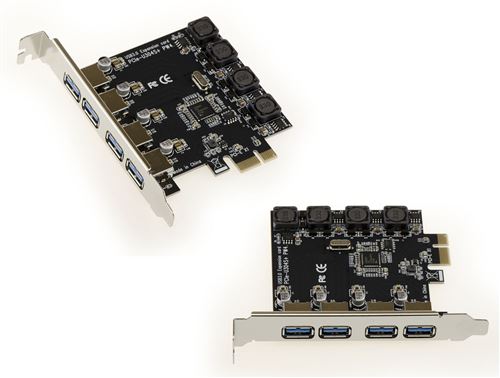 Carte Contrôleur PCIE 4 PORTS USB3 (USB 3.0 SUPERSPEED 5G) - HIGH POWER 8A - CHIPSET NEC D720201