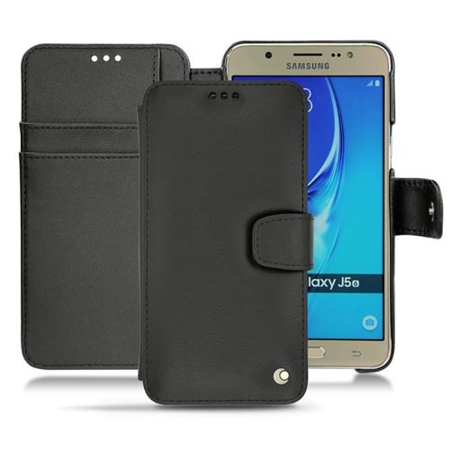 Housse cuir pour Samsung Galaxy J5 (2016) - Rabat horizontal portefeuille - Cuir Perpétuelle - Noir - NOREVE