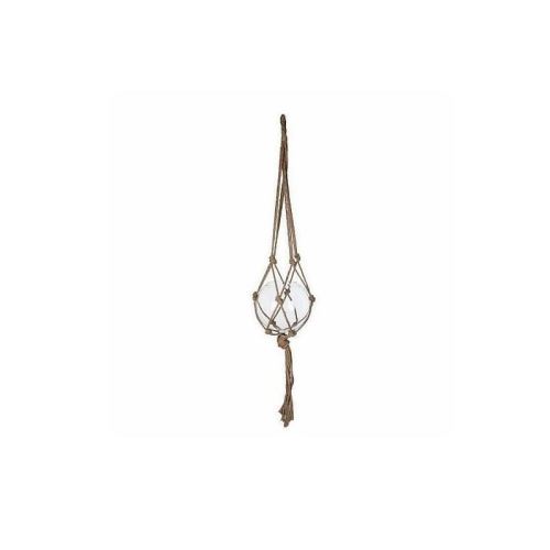 vase suspendu en macramé - verre avec corde - h140xd25cm
