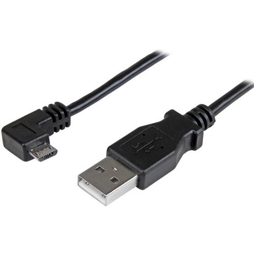 StarTech.com Câble USB vers Micro USB coudé à angle droit de 50 cm - Cordon de charge / synchronisation Micro USB - 0,25 mm² - M/M - Noir - Câble USB - Micro-USB de type B (M) à angle droit pour USB (M) - USB 2.0 - 50 cm - noir - pour P/N: USB2PCARB