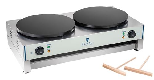 Crêpière double professionnelle diamètre 40 cm puissance 3 000 watts