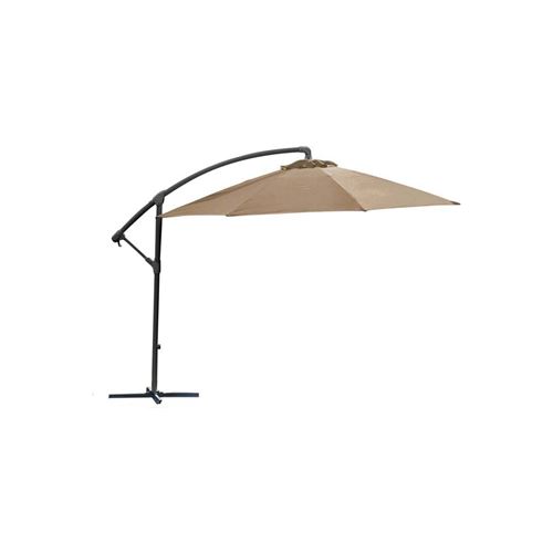 Proloisirs - Parasol rond déporté inclinable avec pied en croix taupe