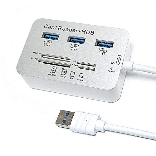 Cotop USB 3.0 Card Reader Hub 3 * USB Slots Lecteur de carte mémoire externe haute vitesse pour MS, Micro SD, M2, TF, haute capacité