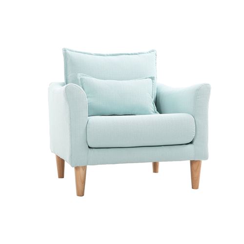 Fauteuil design tissu menthe à l'eau et chêne KATE