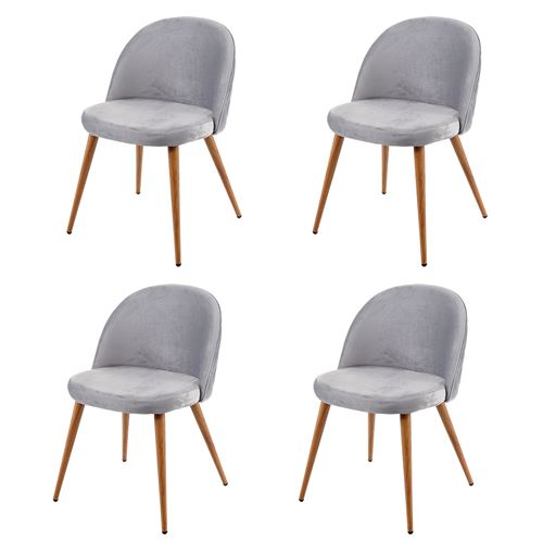 4x chaise de salle à manger MENDLER HWC-D53 en velours gris clair