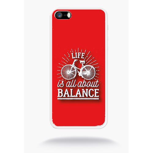 Coque Life Il All About Balance Fond Rouge Compatible Apple Iphone 5 Silicone Blanc Mat