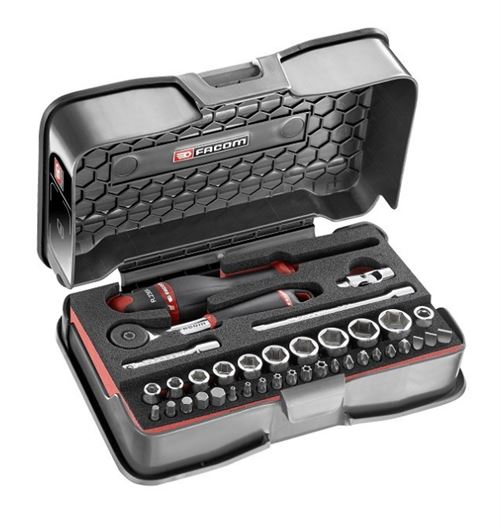 Coffret 37 Pièces Douilles 1/4' 6 Pans Métriques + Embouts + Plateau Mousse Facom - R.161-6M6Pb