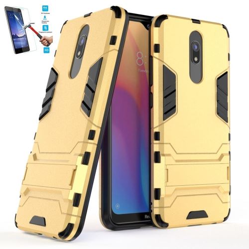Coque Pour Xiaomi Redmi 8A Anti Choc Gold Avec Film Verre Trempé Housse Etui Antichoc Doré Or hfs-house®