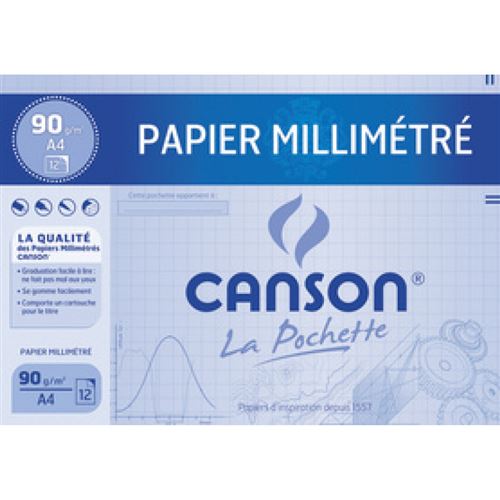 CANSON Papier millimétré, A4, 90 g/m2, couleur: bleu - Cartons à dessins  sac à dessins - Achat & prix