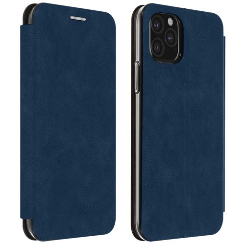 Étui pour iPhone 11 Pro Cuir Texturé Clapet Porte-carte Support Vidéo bleu