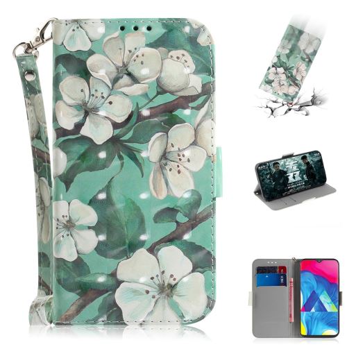 Etui en PU impression de motifs décor de points lumineux belles fleurs pour votre Samsung Galaxy M10