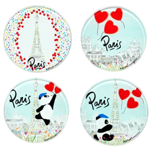 Set de 4 sous-verre ronds Panda