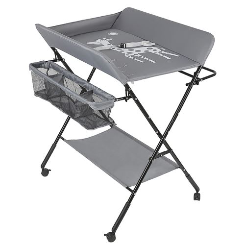 36 Sur Table A Langer Bebe Pliante Oobest Avec Roues Et Panier De Rangement A Cote Gris Commodes Et Plans A Langer Achat Prix Fnac