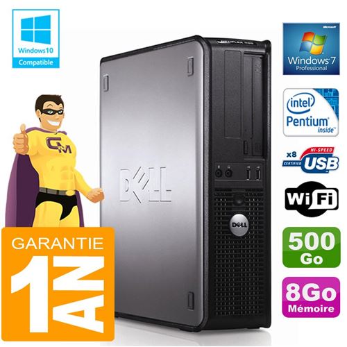 PC Dell 380 Dt Intel E5300 Ram 8Go Disque 500 Go Graveur Dvd WiFi W7