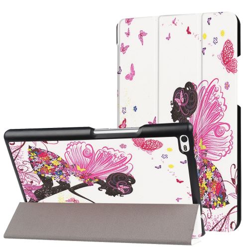 Etui en PU plié en position tablette rabattable fleuris fille avec ailes pour votre Lenovo Tab 4 8