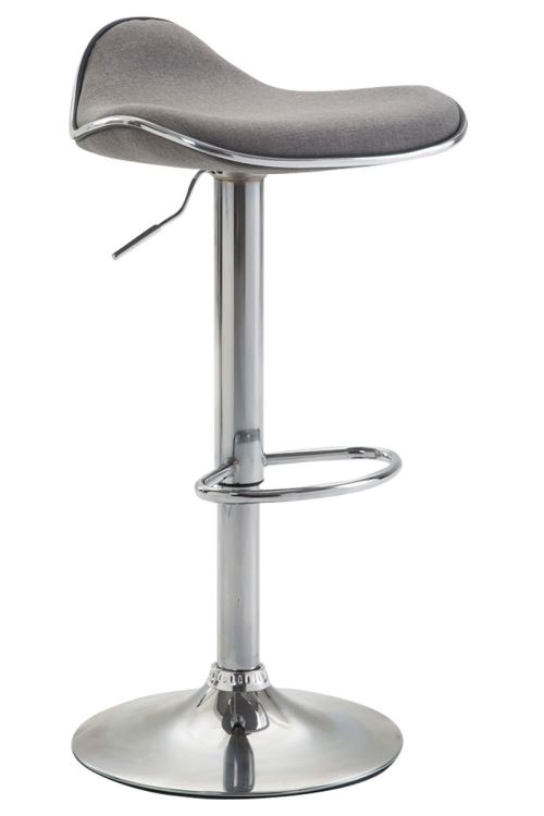Tabouret de bar shanghai tissu avec pied en m&eacute;tal , gris clair/chrome