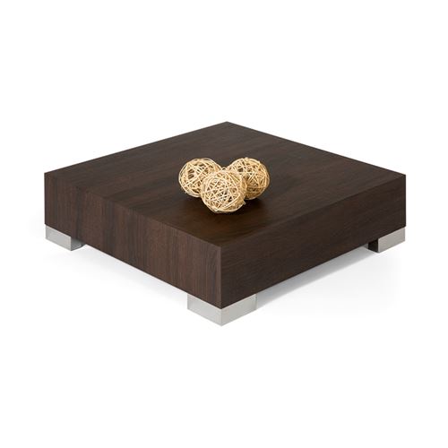 Mobilifiver Table basse, iCube 60, Chêne foncé, 60 x 60 x 18 cm, Mélaminé/Acier INOX satiné, Made in Italy