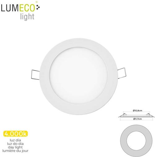 Mini downlight LED Lumeco 6 W 320 lumens rond 12 cm 4000 K cadre blanc