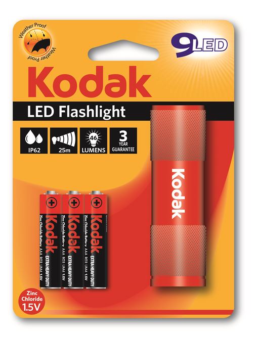 KODAK - Lampe 9 LED - Rouge - 3 Piles AAA/LR03 incluses