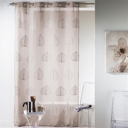 Panneau a oeillets 140 x 240 cm voile sable brode palmy Taupe