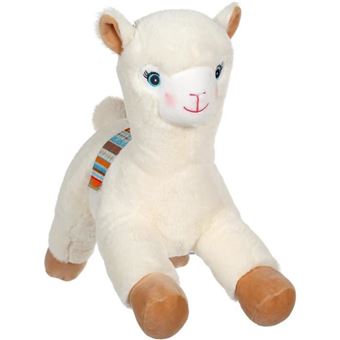 Peluche Gipsy Lamadoos allongés 42 cm Crème et Beige