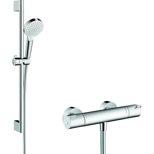Promotion - Hansgrohe - Colonne de douche Vario avec thermostatique Ecostat 1001 CL &barre de douche 65 cm - Crometta