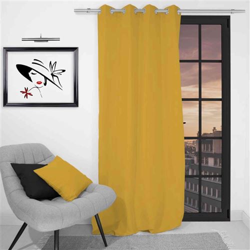 Rideau à oeillets infroissable Alix - 135 x 250 cm - Jaune