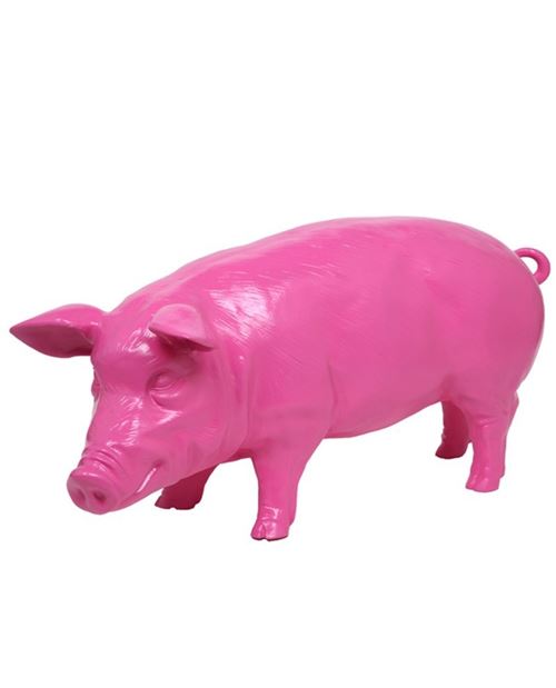 Statue en résine cochon fushia - 97 cm