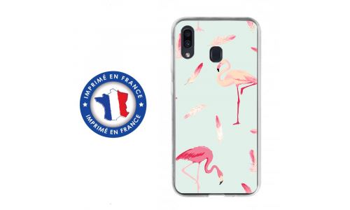 Coque souple pour Samsung Galaxy A20 avec impression Motifs flamants roses