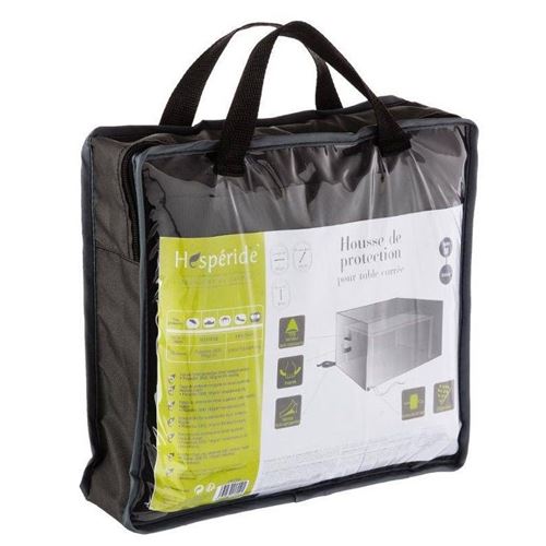 HESPERIDE Housse de protection pour table carr&eacute;e 165 x 165 x 80 cm - Ardoise