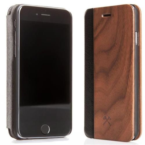 Housse pour iPhone 7 Plus, 8 Plus en bois véritable Noyer Woodcessories EcoFlip