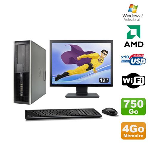 Pc hp compaq 6005 pro sff amd 3ghz 4go 750go graveur wifi win 7 pro 19'