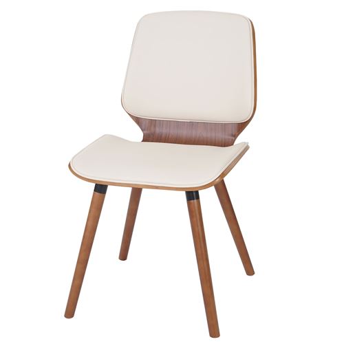 2x Chaise de salle à manger MENDLER HWC-B16 bois courbé aspect noyer similicuir crème